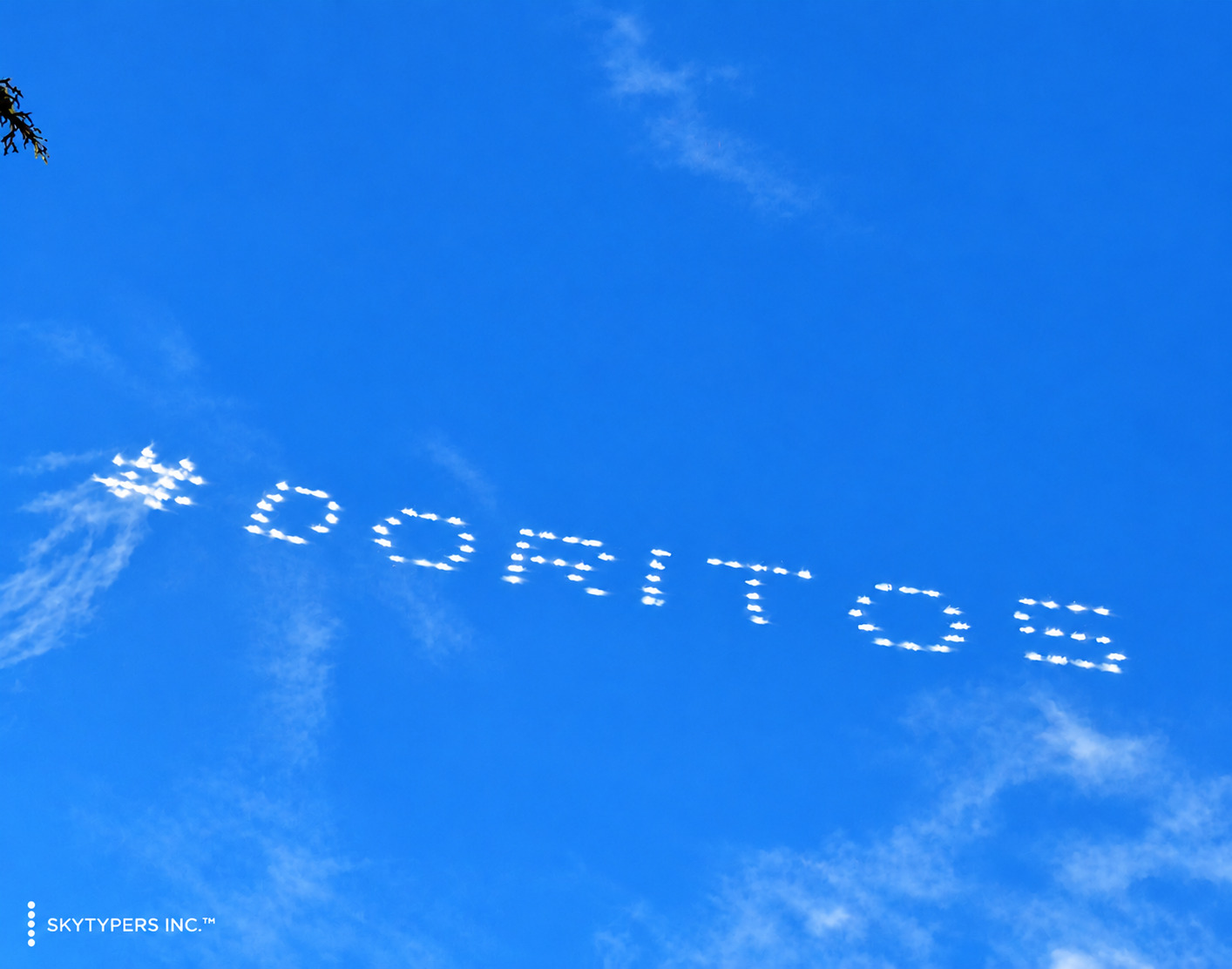 Doritos written across the open sky.